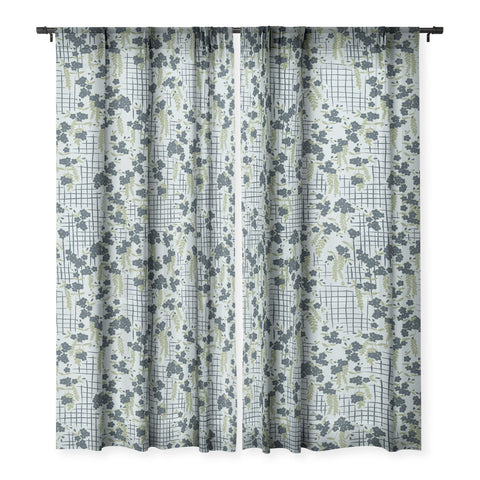 LouBruzzoni Blue flowers and checks Sheer Non Repeat