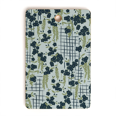 LouBruzzoni Blue flowers and checks Cutting Board Rectangle