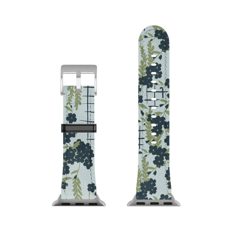 LouBruzzoni Blue flowers and checks Apple Watch Band