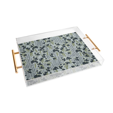 LouBruzzoni Blue flowers and checks Acrylic Tray