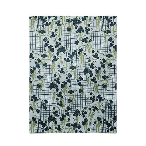 LouBruzzoni Blue flowers and checks Poster