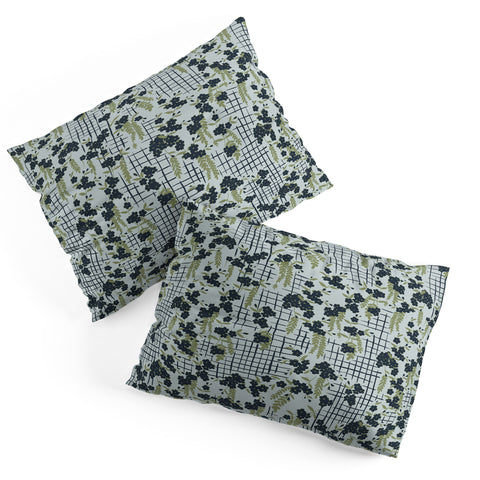 LouBruzzoni Blue flowers and checks Pillow Shams