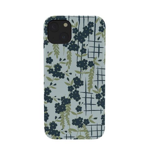 LouBruzzoni Blue flowers and checks Phone Case