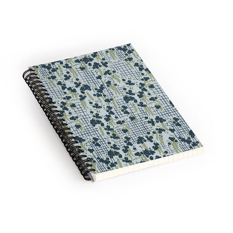 LouBruzzoni Blue flowers and checks Spiral Notebook