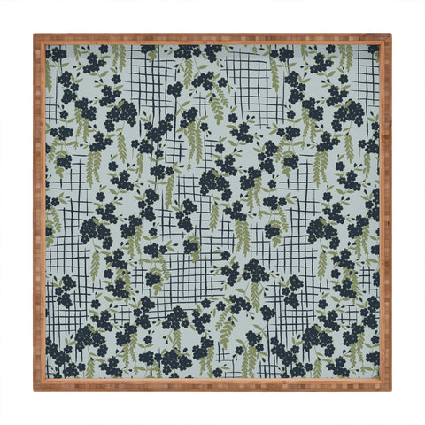 LouBruzzoni Blue flowers and checks Square Tray