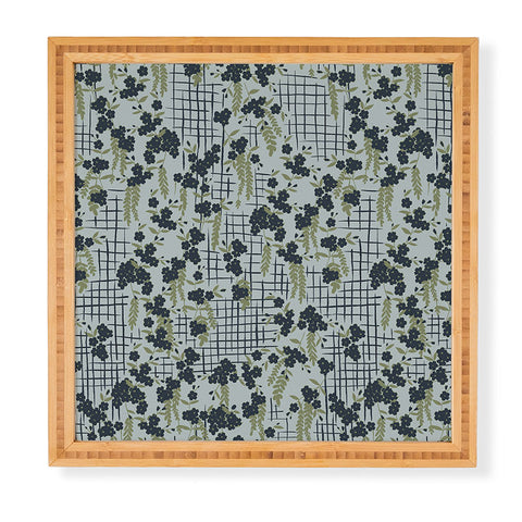 LouBruzzoni Blue flowers and checks Framed Wall Art