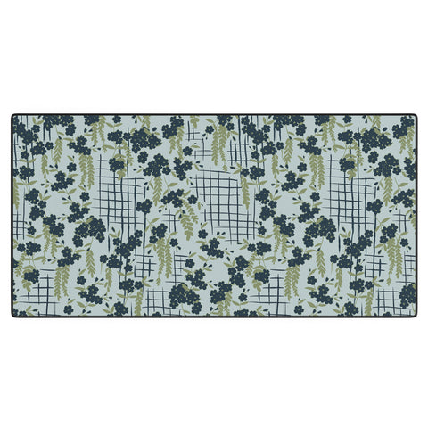 LouBruzzoni Blue flowers and checks Desk Mat