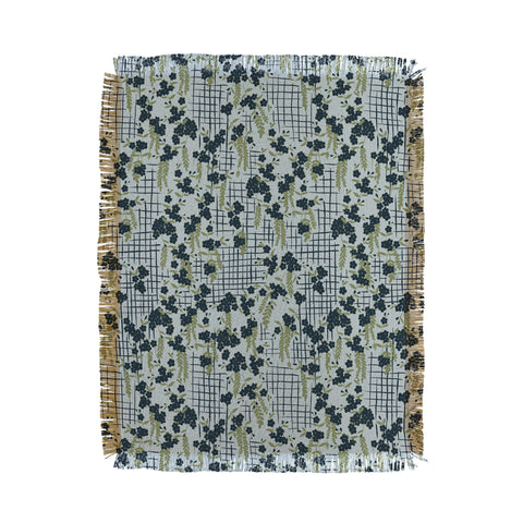 LouBruzzoni Blue flowers and checks Throw Blanket