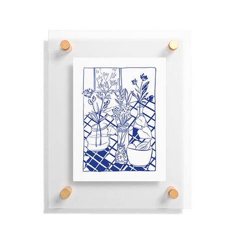 LouBruzzoni Blue line vases Floating Acrylic Print