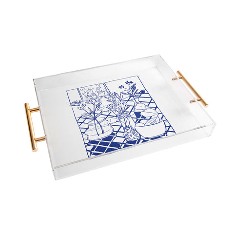 LouBruzzoni Blue line vases Acrylic Tray
