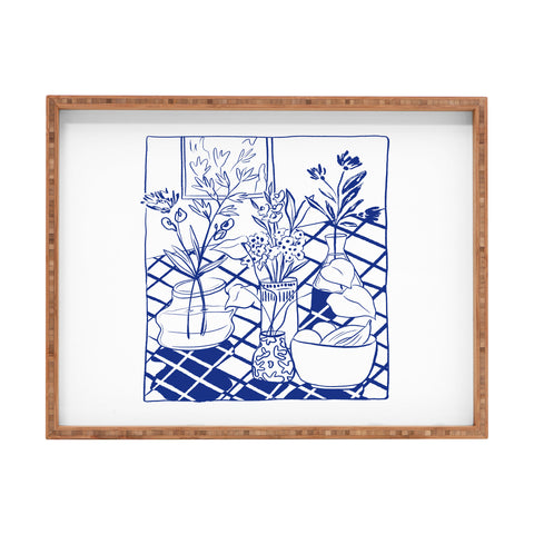 LouBruzzoni Blue line vases Rectangular Tray