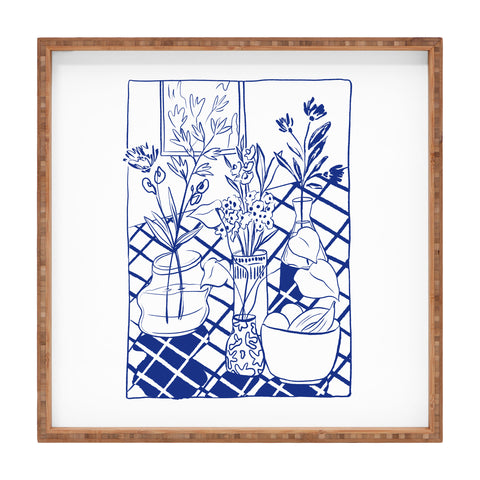 LouBruzzoni Blue line vases Square Tray