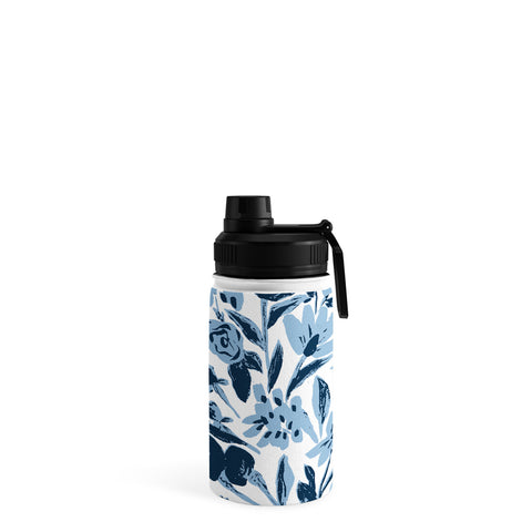 LouBruzzoni Blue monochrome artsy wildflowers Water Bottle
