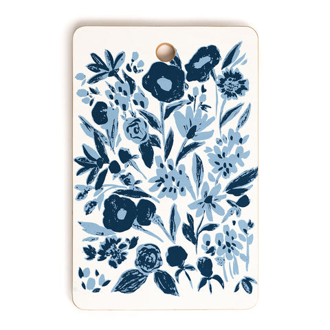 LouBruzzoni Blue monochrome artsy wildflowers Cutting Board Rectangle