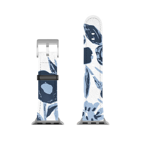 LouBruzzoni Blue monochrome artsy wildflowers Apple Watch Band