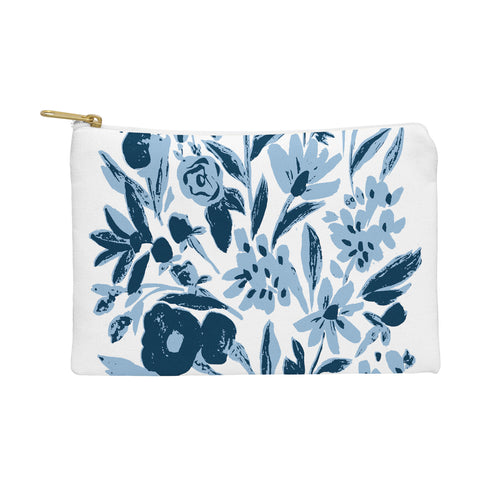 LouBruzzoni Blue monochrome artsy wildflowers Pouch