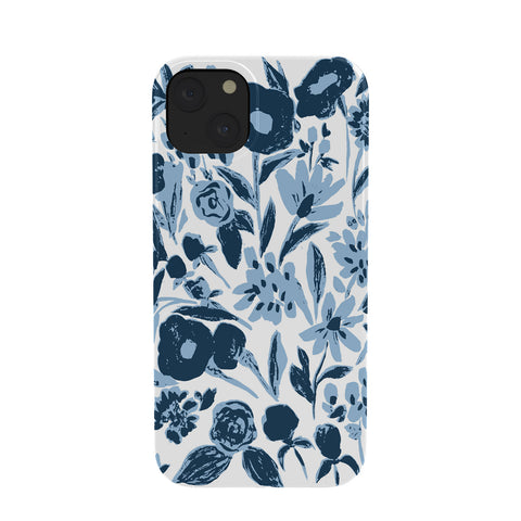 LouBruzzoni Blue monochrome artsy wildflowers Phone Case