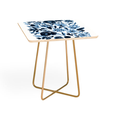 LouBruzzoni Blue monochrome artsy wildflowers Side Table