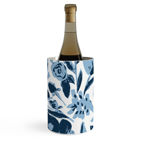LouBruzzoni Blue monochrome artsy wildflowers Wine Chiller