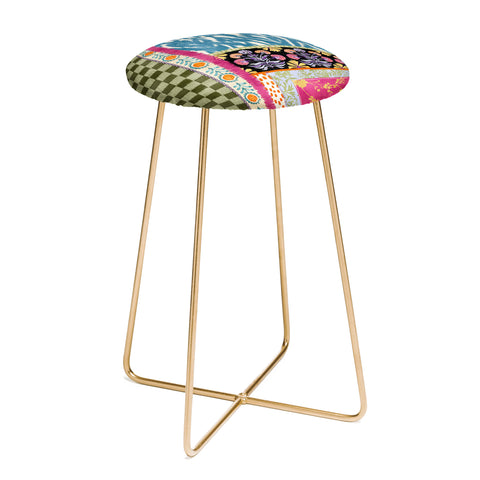 LouBruzzoni Boho Colorful Patch Counter Stool