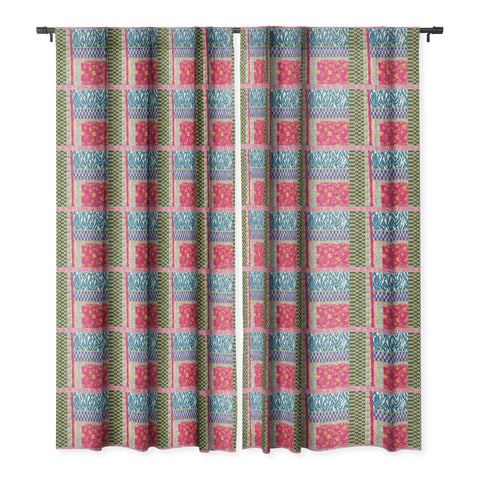 LouBruzzoni Boho Colorful Patch Blackout Window Curtain
