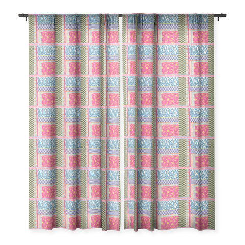LouBruzzoni Boho Colorful Patch Sheer Window Curtain