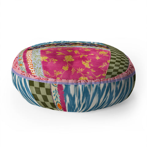 LouBruzzoni Boho Colorful Patch Floor Pillow Round
