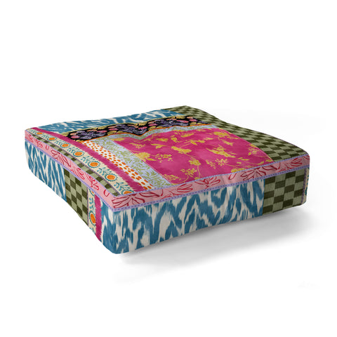 LouBruzzoni Boho Colorful Patch Floor Pillow Square