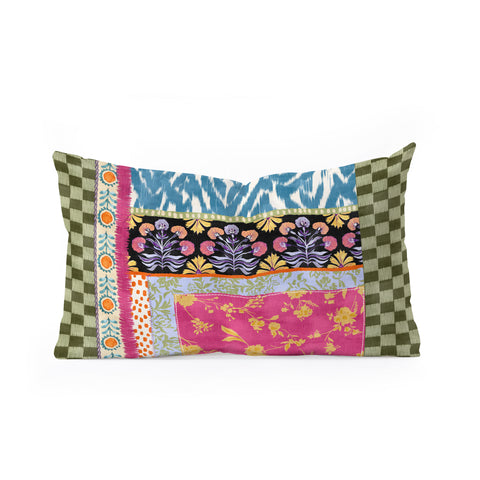 LouBruzzoni Boho Colorful Patch Oblong Throw Pillow