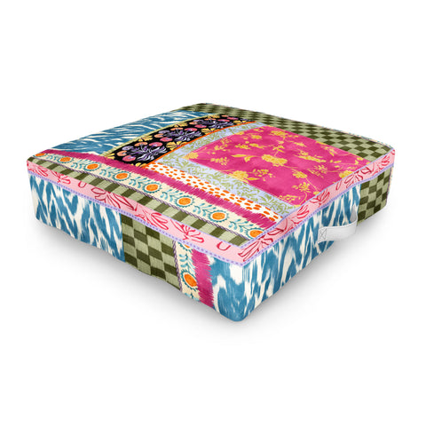 LouBruzzoni Boho Colorful Patch Outdoor Floor Cushion