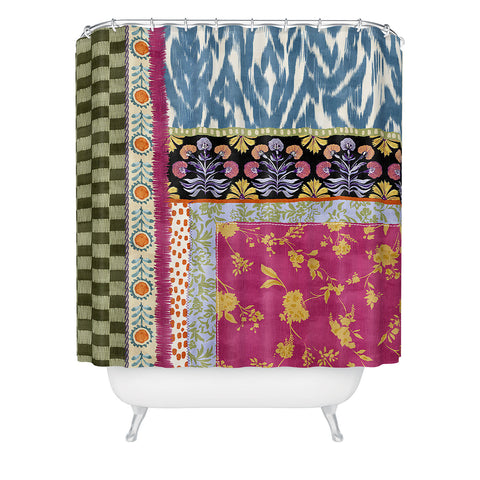 LouBruzzoni Boho Colorful Patch Shower Curtain
