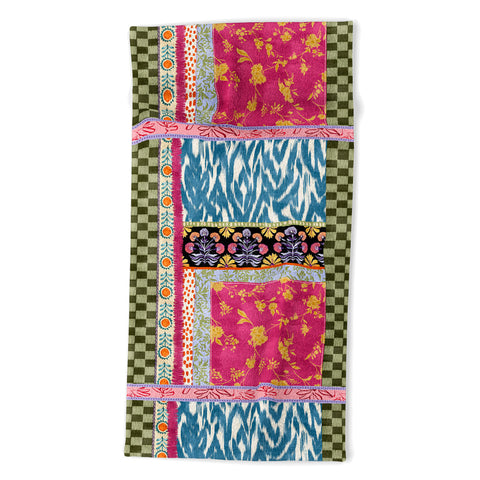 LouBruzzoni Boho Colorful Patch Beach Towel