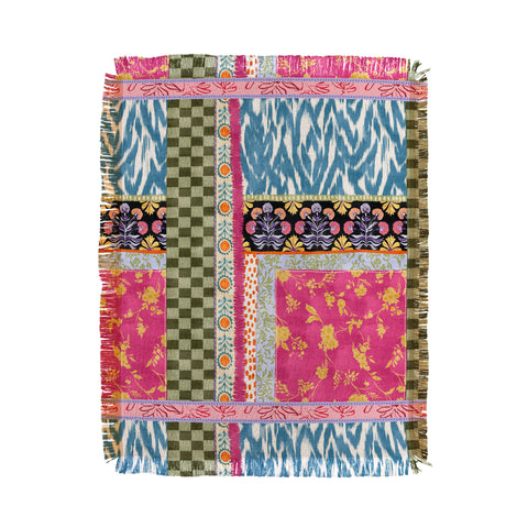 LouBruzzoni Boho Colorful Patch Throw Blanket
