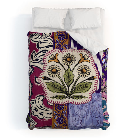 LouBruzzoni Boho Floral Patch Comforter