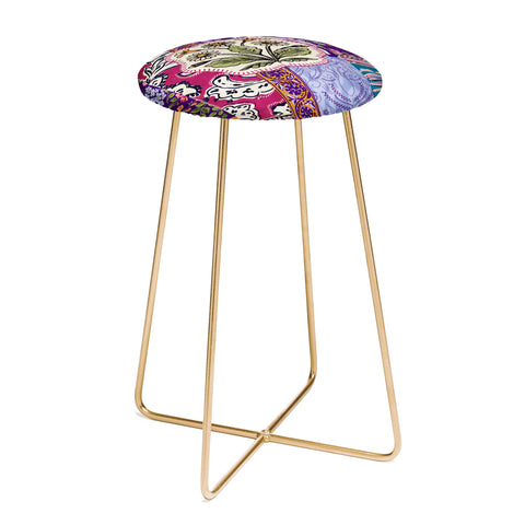LouBruzzoni Boho Floral Patch Counter Stool