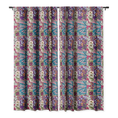 LouBruzzoni Boho Floral Patch Blackout Window Curtain