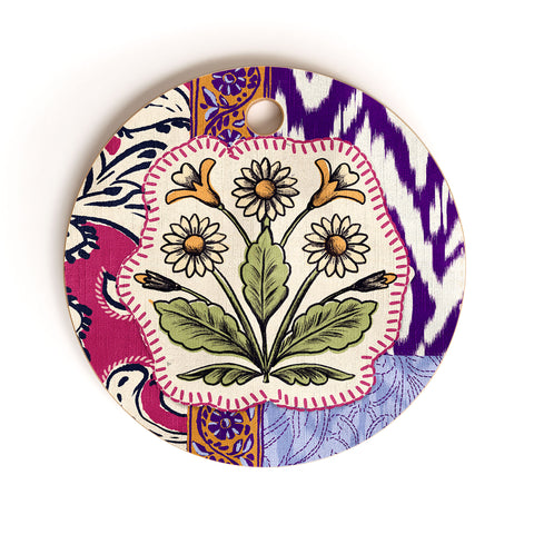 LouBruzzoni Boho Floral Patch Cutting Board Round