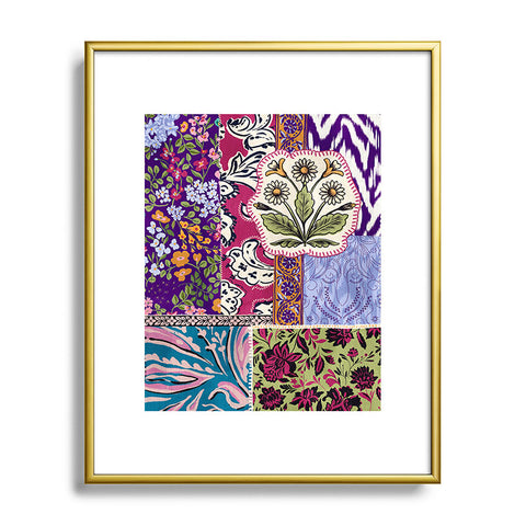 LouBruzzoni Boho Floral Patch Metal Framed Art Print