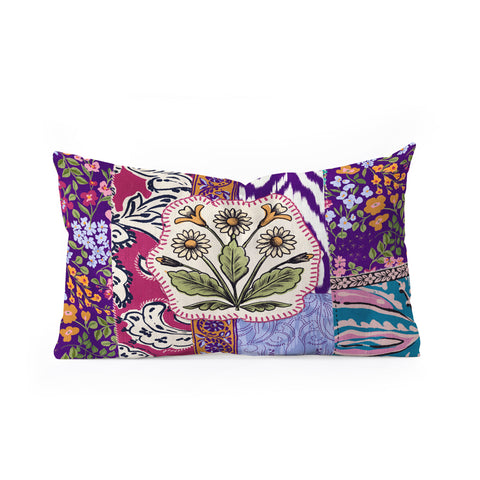 LouBruzzoni Boho Floral Patch Oblong Throw Pillow