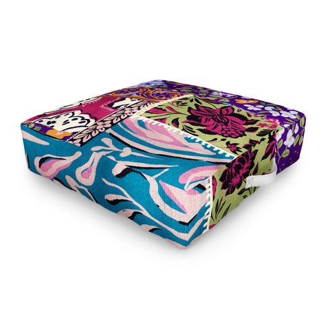 LouBruzzoni Boho Floral Patch Outdoor Floor Cushion