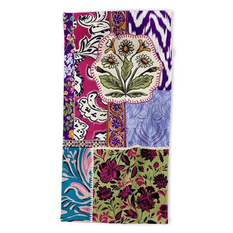 LouBruzzoni Boho Floral Patch Beach Towel