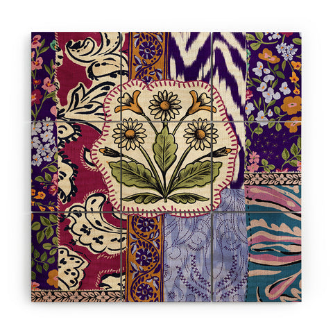 LouBruzzoni Boho Floral Patch Wood Wall Mural