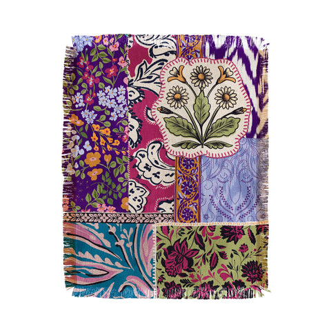 LouBruzzoni Boho Floral Patch Throw Blanket