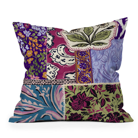 LouBruzzoni Boho Patch Outdoor Throw Pillow