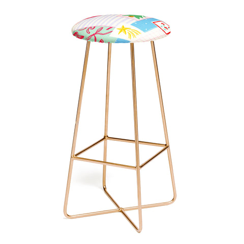 LouBruzzoni Christmas retro patch Bar Stool