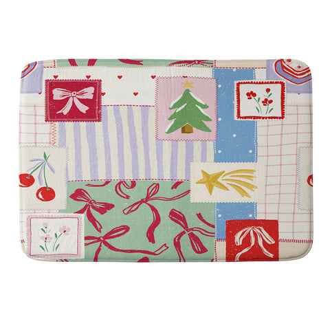 LouBruzzoni Christmas retro patch Memory Foam Bath Mat