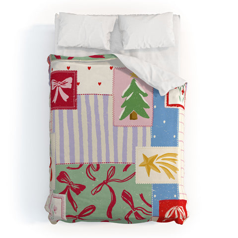 LouBruzzoni Christmas retro patch Duvet Cover