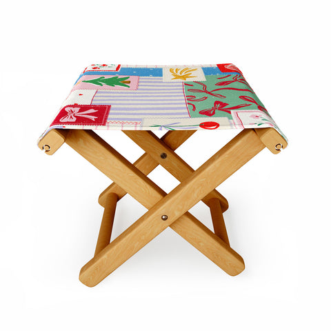 LouBruzzoni Christmas retro patch Folding Stool