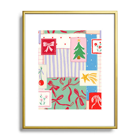 LouBruzzoni Christmas retro patch Metal Framed Art Print