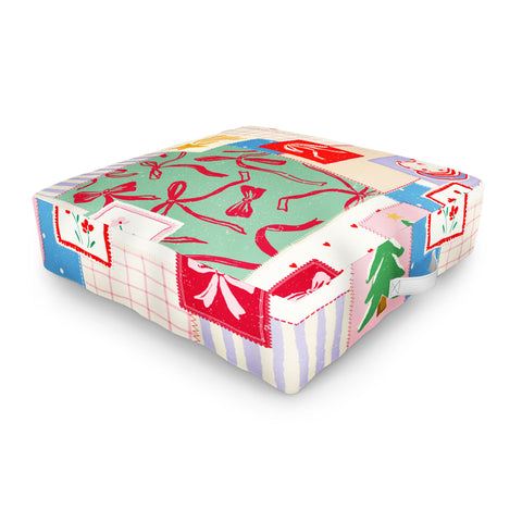 LouBruzzoni Christmas retro patch Outdoor Floor Cushion